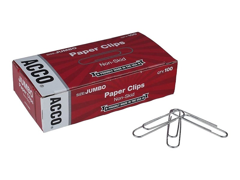 ACCO Brands ACCO Non-Skid Paper Clips, No.4 Jumbo Size, Silver, Box of 100 Clips, 1 Box (72585) - Image 2